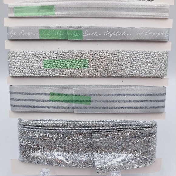 75 YDs Total Of Special Occasion Wedding Anniversary Silver Glitter Ribbon Sets - Picture 7 of 7